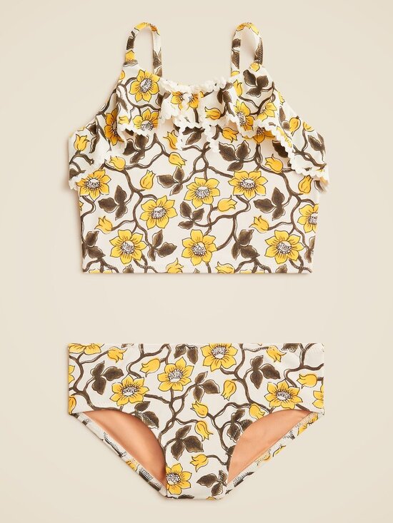 J. Crew Other - J. Crew Yellow Floral Girls' Rickrack Two-Piece Swimsuit/VARIOUS